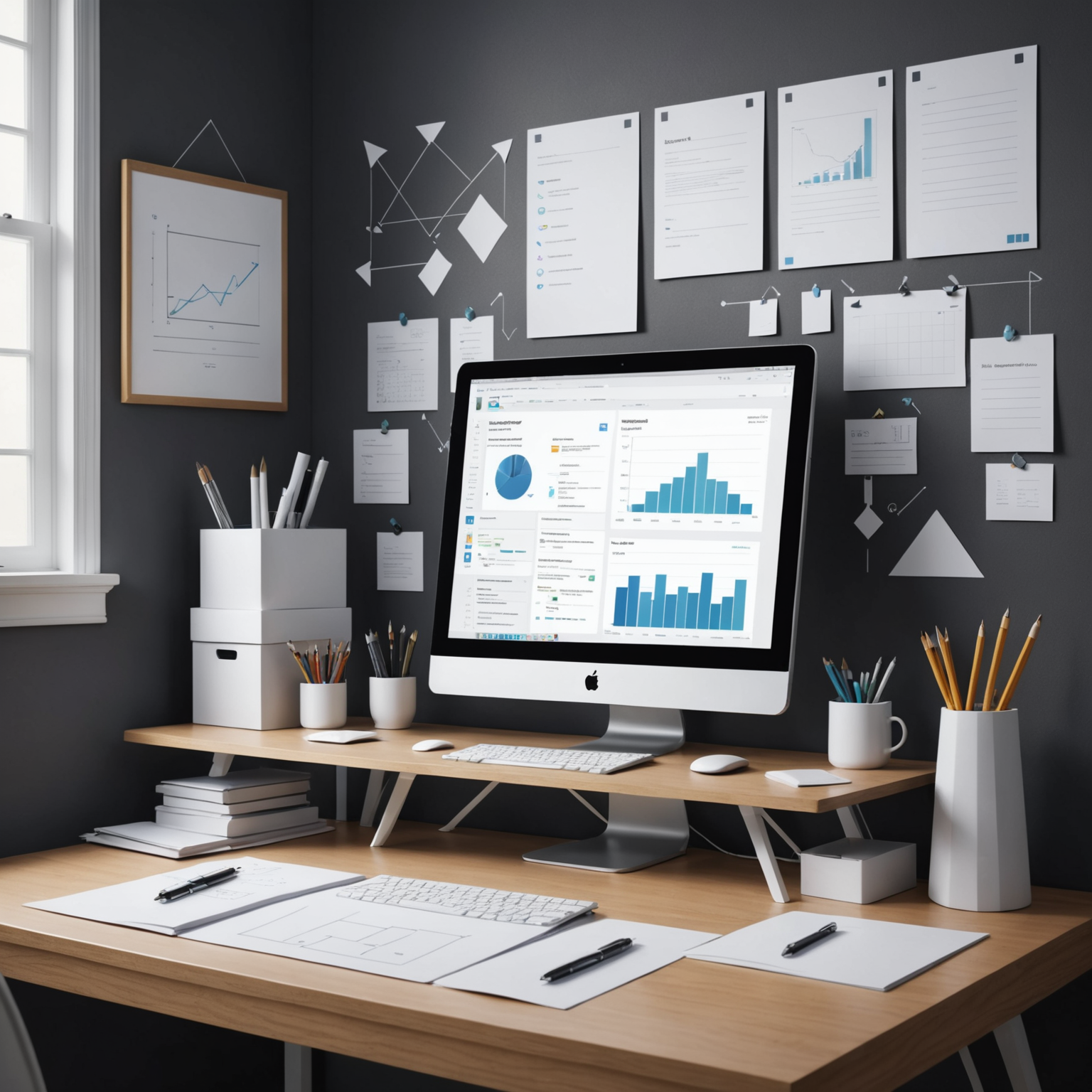 A digital dashboard displaying various marketing metrics and KPIs.