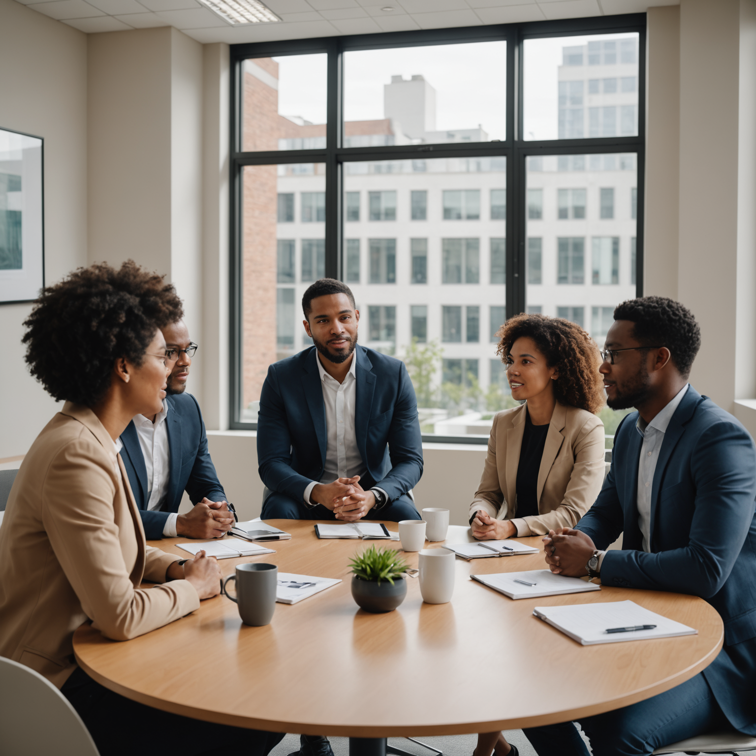 A startup team meeting with a digital marketing agency.